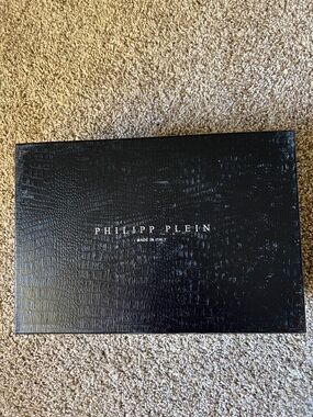 Philipp Plein Black Croc-Embossed Logo Box